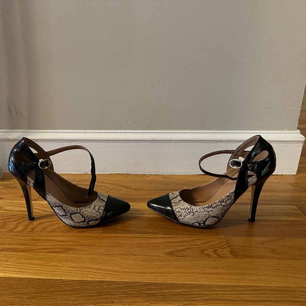 Two Tone with Black Patent Leather Heels